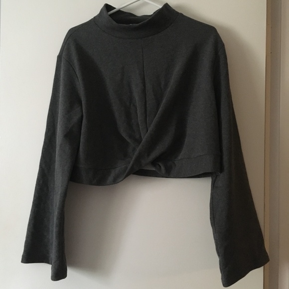 NAP LOUNGEWEAR Dark Grey Cotton Gathered Front Crop Top M - Picture 3 of 9